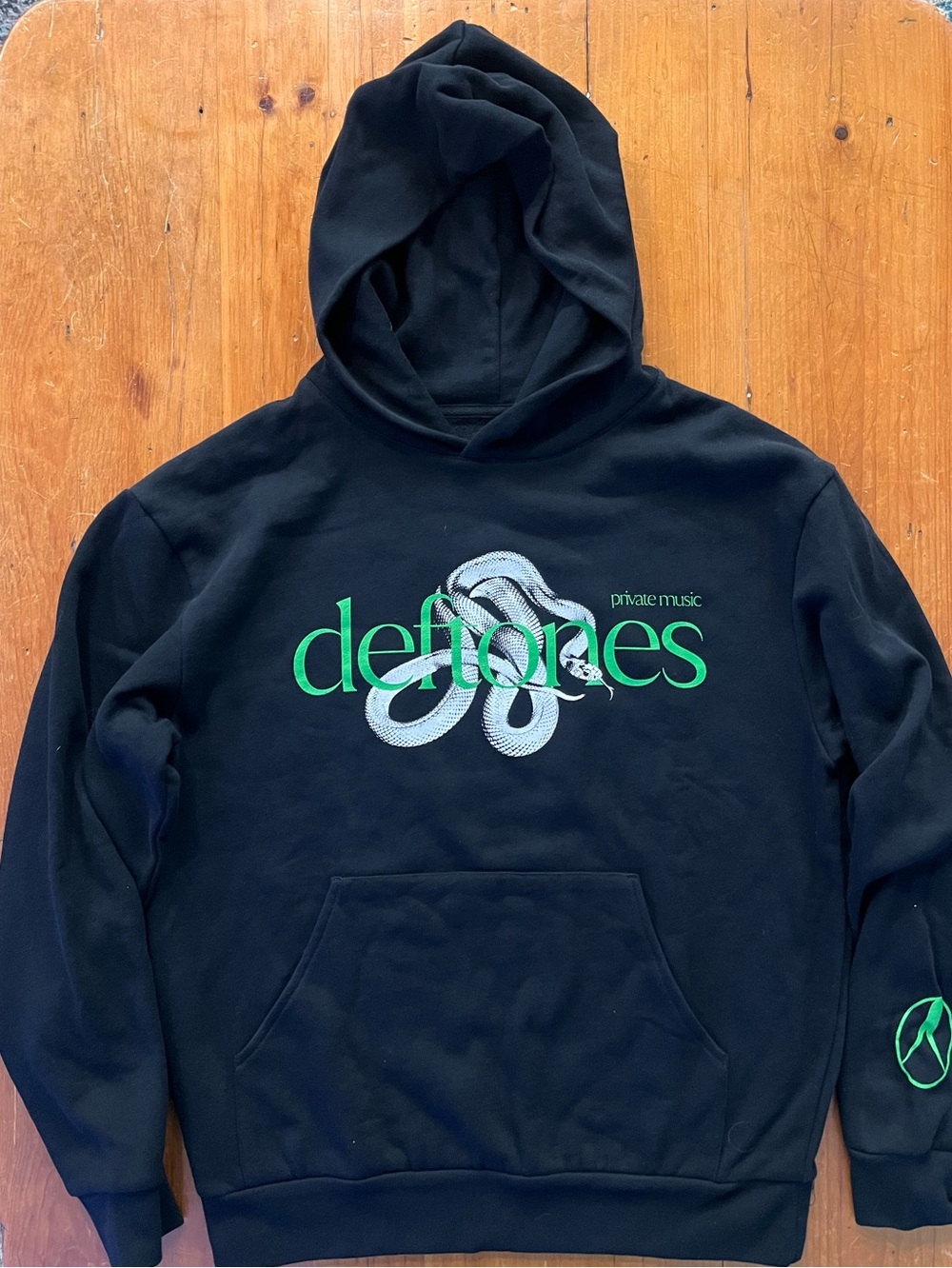 🆕 Deftones Private Music Black Hoodie with Green Snake Logo - Brand New